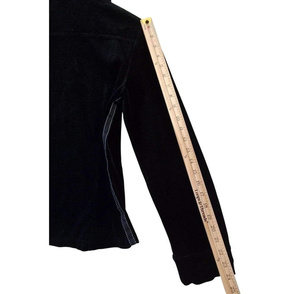 St John Sport Velour Jacket Women's Small Full Zip Suede Stretch‎ Fitted Pockets